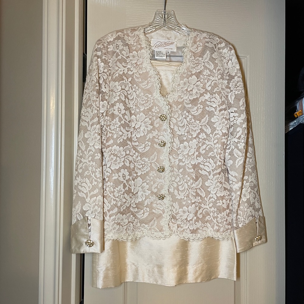 Rickie Freeman Cream Evening Wear Skirt Ensemble 4
